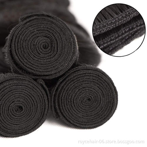 Royce 10A Peruvian Virgin Hair 100% Unprocessed Kinky Straight Natural Color Double Weft Human Hair Bundles
